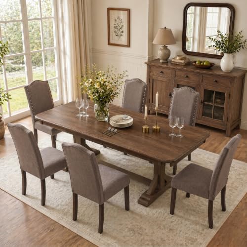 Upholstered Dining Chair Modern Stylish Kitchen Diner Fabric Set of 6