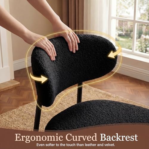 Black Boucle Dining Chairs Set of 4