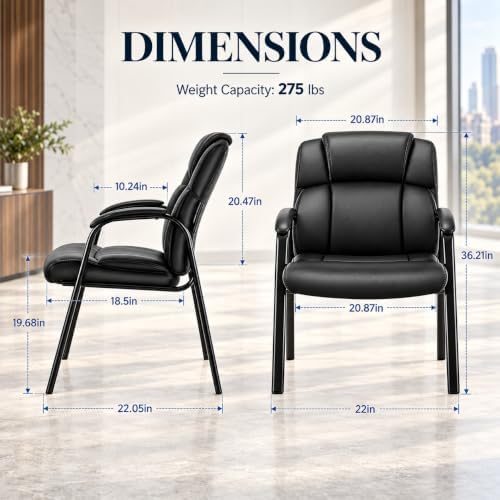 Simple Deluxe Office Guest Chair with Padded Arm Rest No Wheels, Waiting Room...