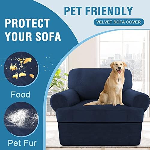 H.VERSAILTEX Sofa Cover 2 Piece T Cushion Armchair Slipcovers Thick Velvet Co...
