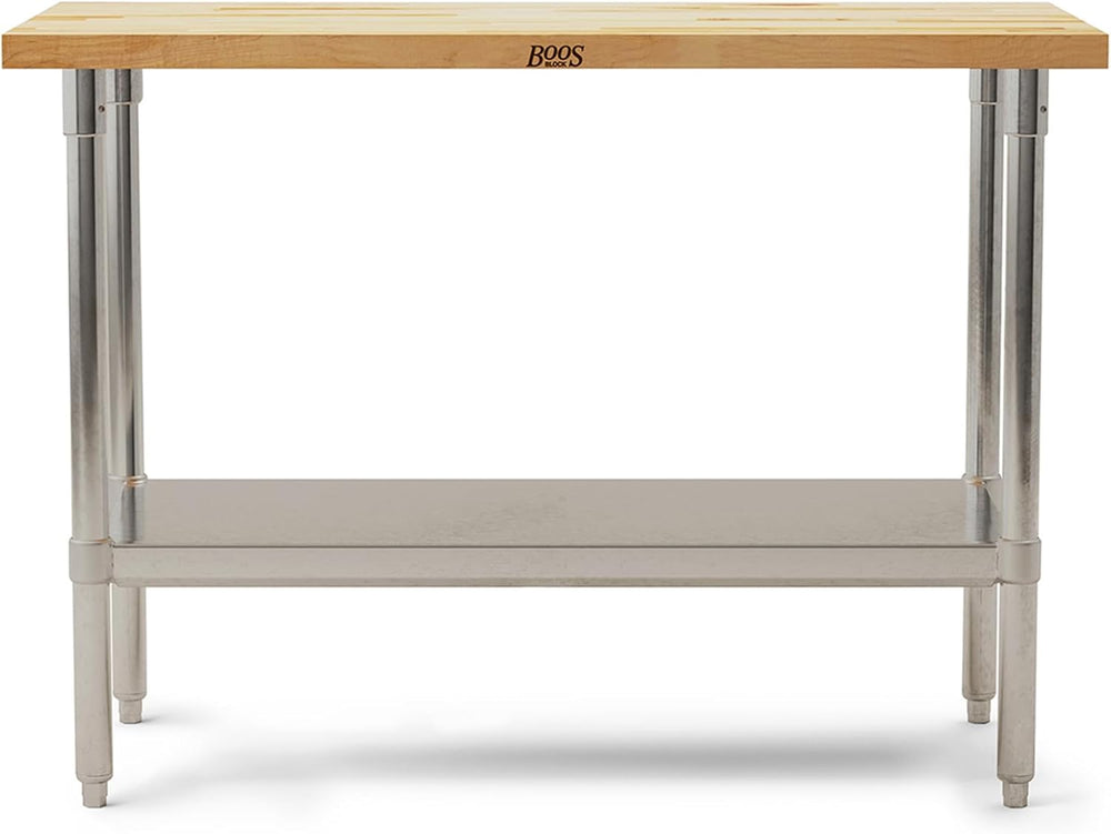 John Boos Maple Wood Top Work Table, 48”x24”x36”, 1.5” Thick Tabletop