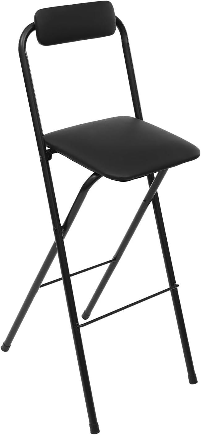 1Pcs Folding Counter Height Bar Stool w/Back,27.5" Cushioned Portable Stool