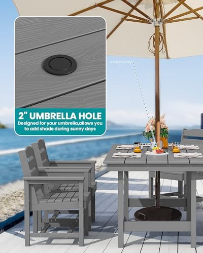 SERWALL 5 Pcs HDPE Patio Dining Set, Outdoor Dining Set for 4, Gray