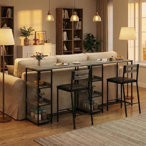 GarveeHome Dining Table Set for 2, Wood Table with Upholstered Chairs