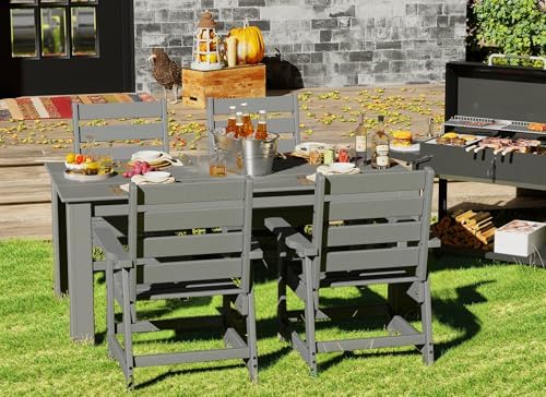 GREENVINES 5-piece Outdoor Dining Set, HDPE Table & 4 Chairs, Gray