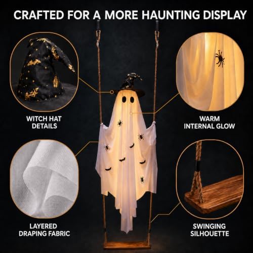 Halloween Decorations Outdoor,5.9ft Halloween Swinging Ghost Outdoor Decor