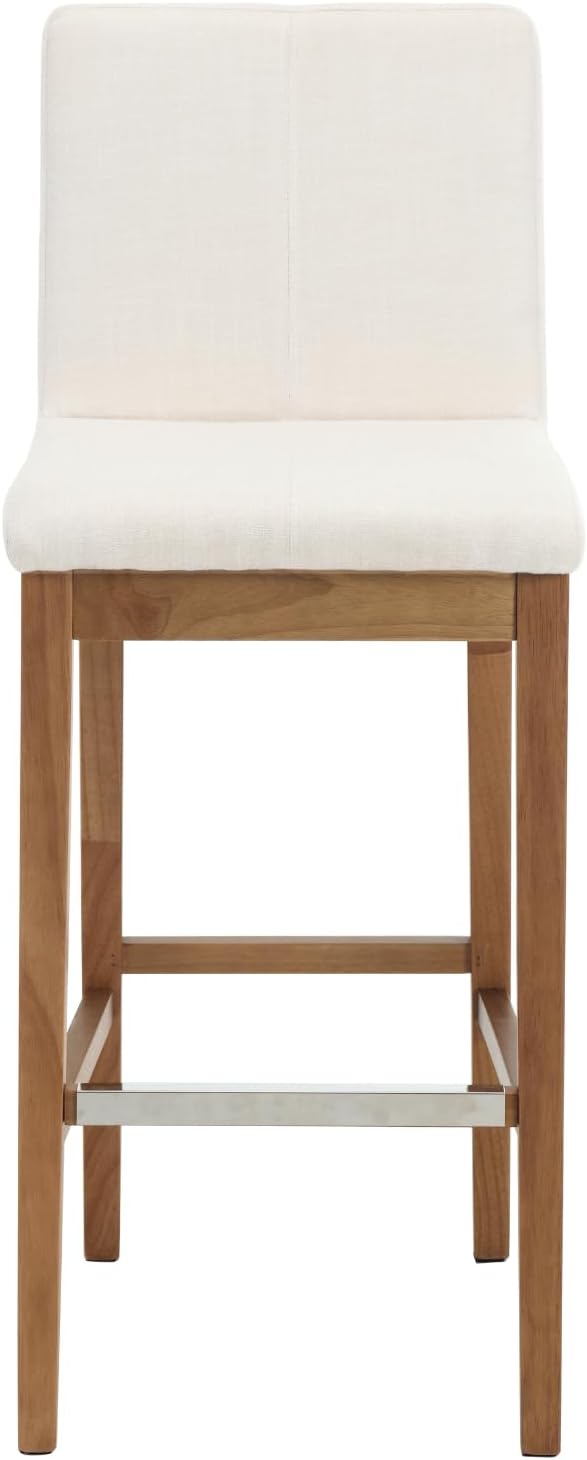 Bar Stools for Kitchen Island Set of 2, Linen Fabric Upholstered Barstools wi...