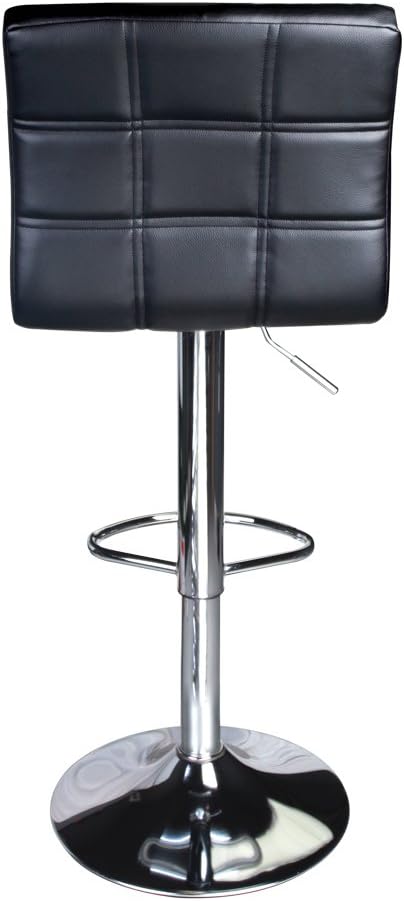 Leopard Modern Square PU Leather Adjustable Bar Stools with Back, Square Back Bar Stools Set of 2, Bar Height Swivel Barstools for Kitchen Counter (Black)