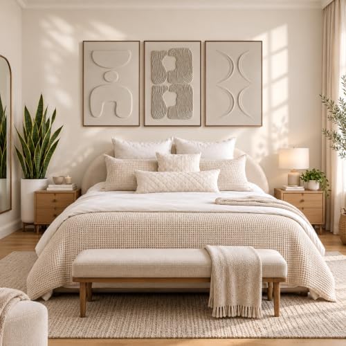 Thalasse Large 3-Piece 3D Textured Wall Art for Living Room, 24x36 Inch