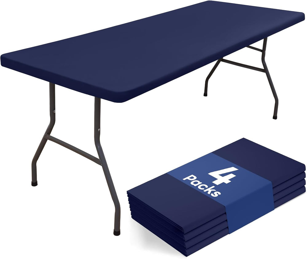 homing 4 Packs 6 Foot Rectangle Navy Blue Elastic Fitted Table Cloth