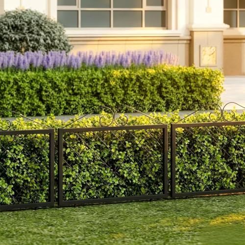 Zhongma Decorative Metal Garden Fence, Pack of 4pcs, Total 26" H x 97.5&...