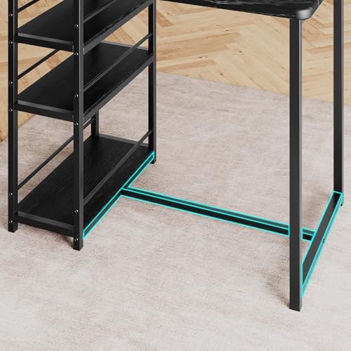 Dining Table Set for 2 with 3 Storage Shelves, 3-Piece Counter Height Kitchen Table Set with 2 Upholstered Bar Stools, Bar Table and Chairs Set for Small Space, Black