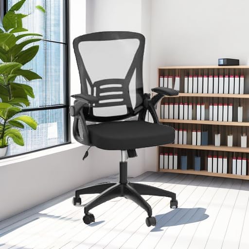 naspaluro Home Office Desk Chair Mid Back with Adjustable Height Dark Black