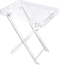 Acrylic Folding Square Tray Table, Clear, 24x20x14 inch, Home, Bar & Showroom Use