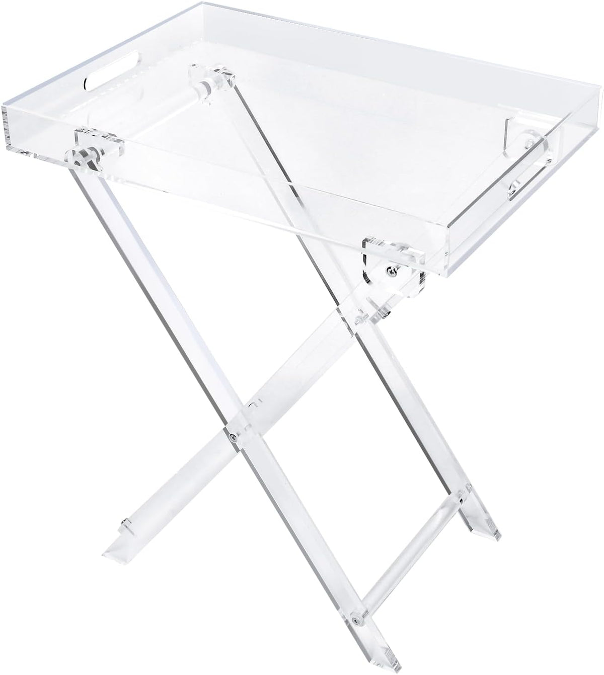 Acrylic Folding Square Tray Table, Clear, 24x20x14 inch, Home, Bar & Showroom Use