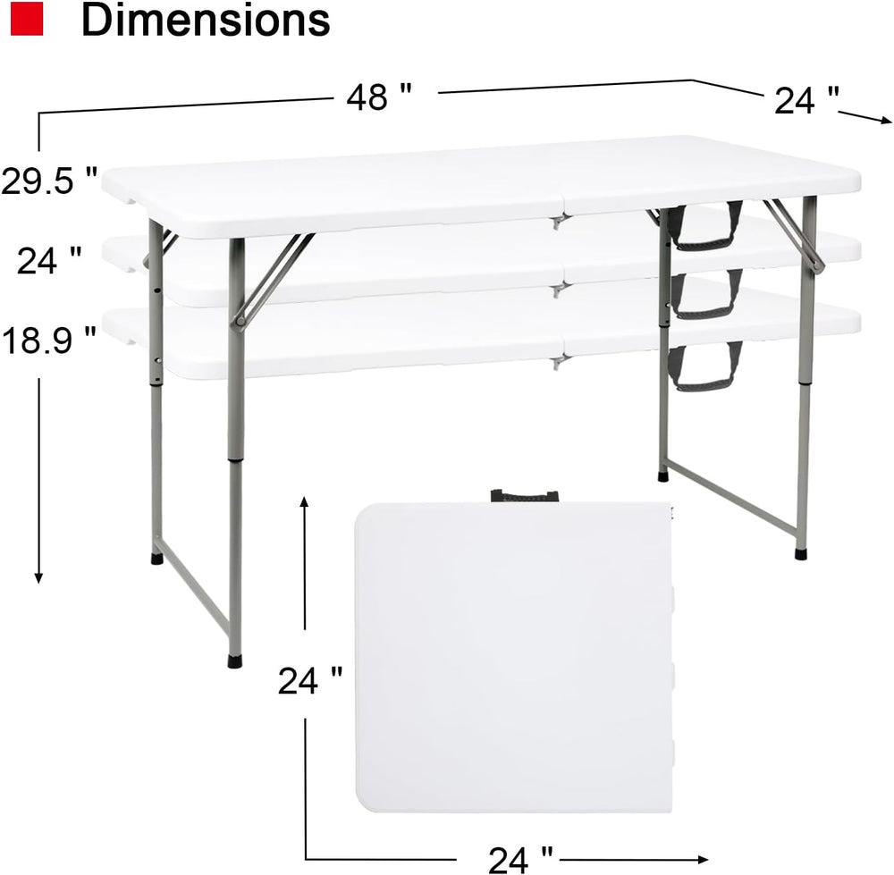 48" W x 24" D x 29.5" H - 4FT Adjustable Height Heavy Duty Pla...
