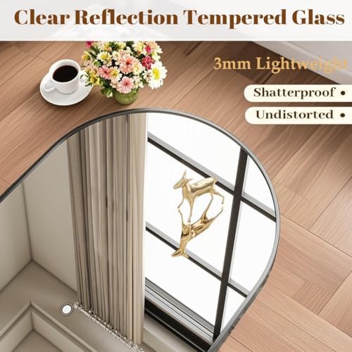 Dewfig Arched Full Length Mirror, 76"x34" Large Floor Mirror, Black