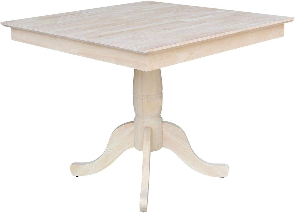 International Concepts 36" x 36" Natural Solid Wood Square Top Pedestal Table - 29.9" Height