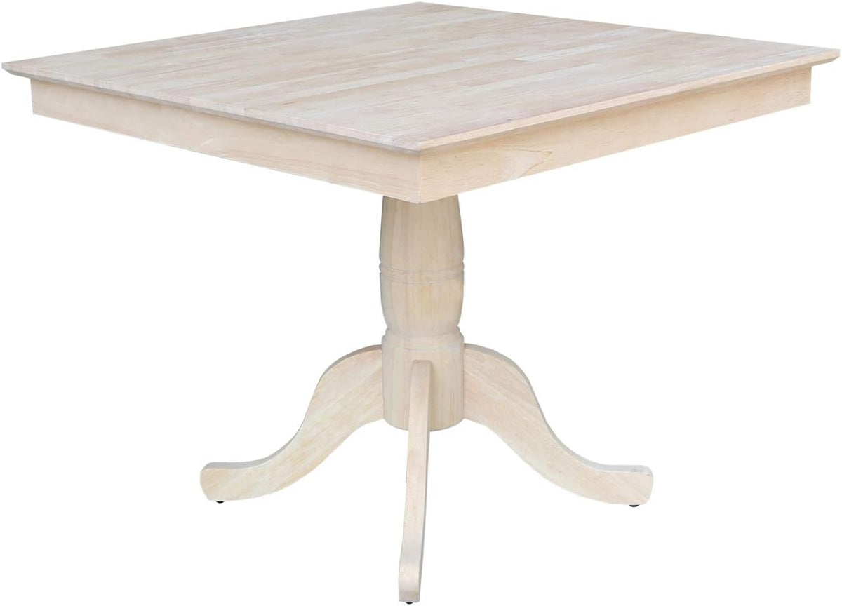 International Concepts 36" x 36" Natural Solid Wood Square Top Pedestal Table - 29.9" Height