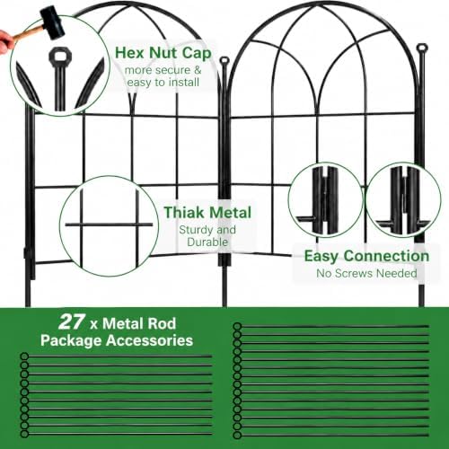 Decorative Garden Fence, 27.2 ft Rustproof No Dig Flower Bed Border 26 Pack