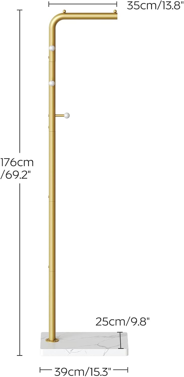 YATINEY L Shaped Glod Coat Rack, Metal Coat Tree, Modern Clothes Rack with 3 ...