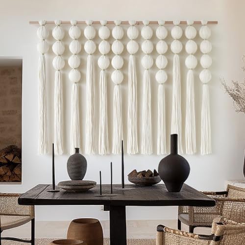 Macrame Wall Hanging Ball Boho Wall Decor Fiber Art Handmade 47"W*32"L