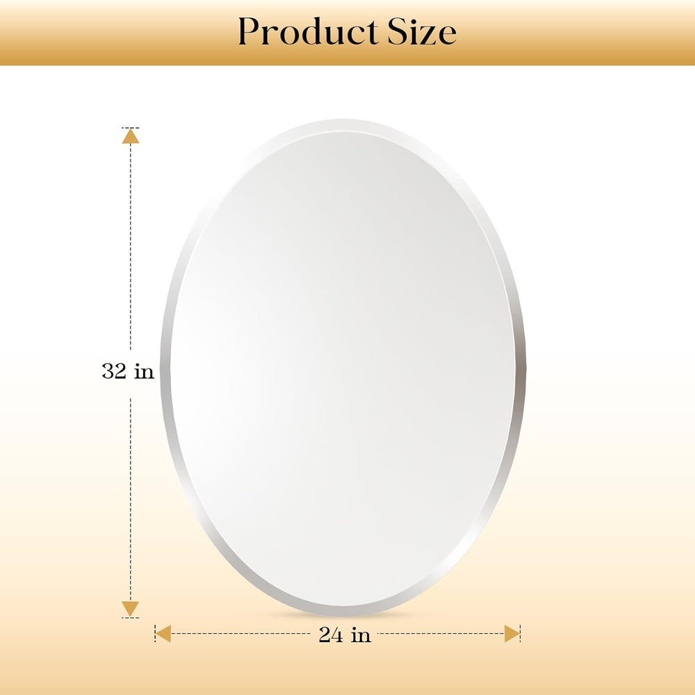 Oval Bathroom Mirror, 24"x32" Frameless Wall Mirror