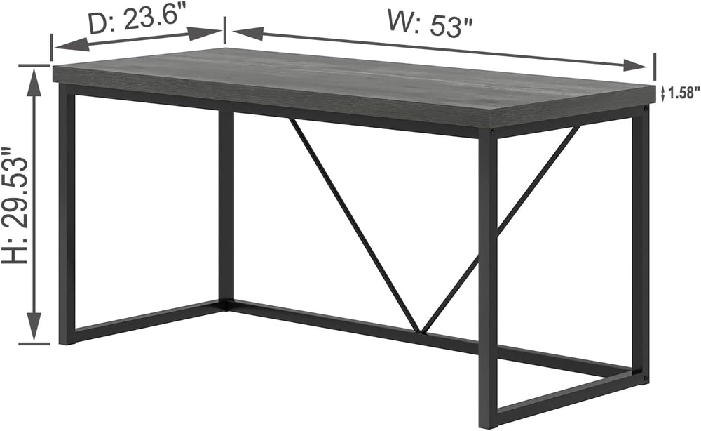 EXCEFUR Modern Home Office Desk, Wood and Metal Computer Desk, Industrial Wri...