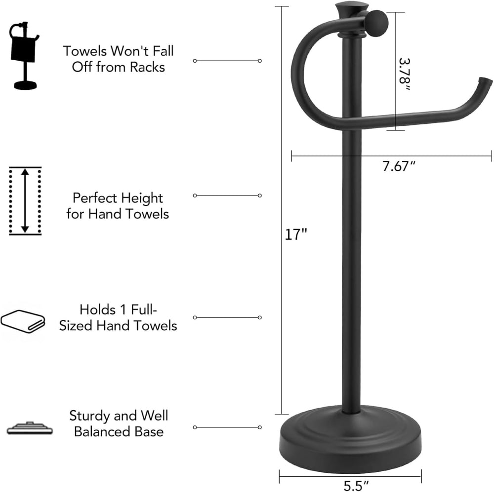 BESy Stand Hand Towel Holder, Countertop Towel Bar, Matte Black