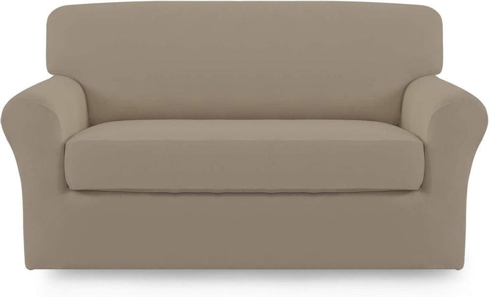 Easy-Going 2 Pieces Stretch Loveseat Couch Sofa Slipcover Washable