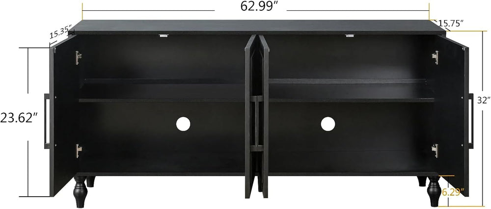 Sideboard Buffet Cabinet, Living Dining Room Accent Cabinet Black