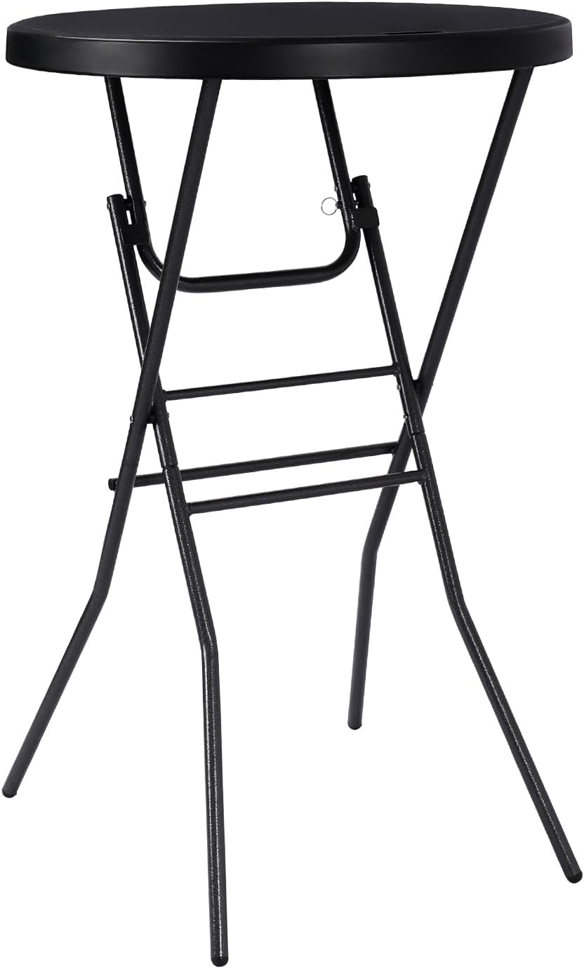 pollilar Cocktail Table 28in Bar Height Folding High Top Table Black