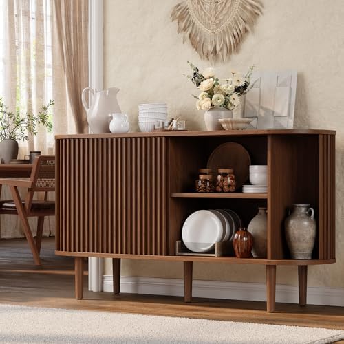 ONBRILL 55" Buffet Sideboard Cabinet with 2 Door/Adjustable Shelf, Walnut