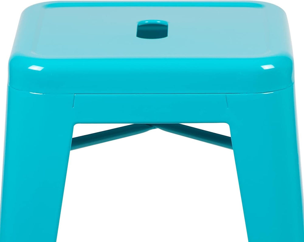 Flash Furniture 24 in Metal Stackable Counter Stool, Teal, 4-Pack