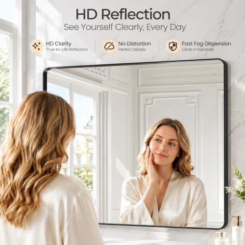 JISOSO Bathroom Vanity Mirror, Black Framed Mirror for Over Sink 20x30
