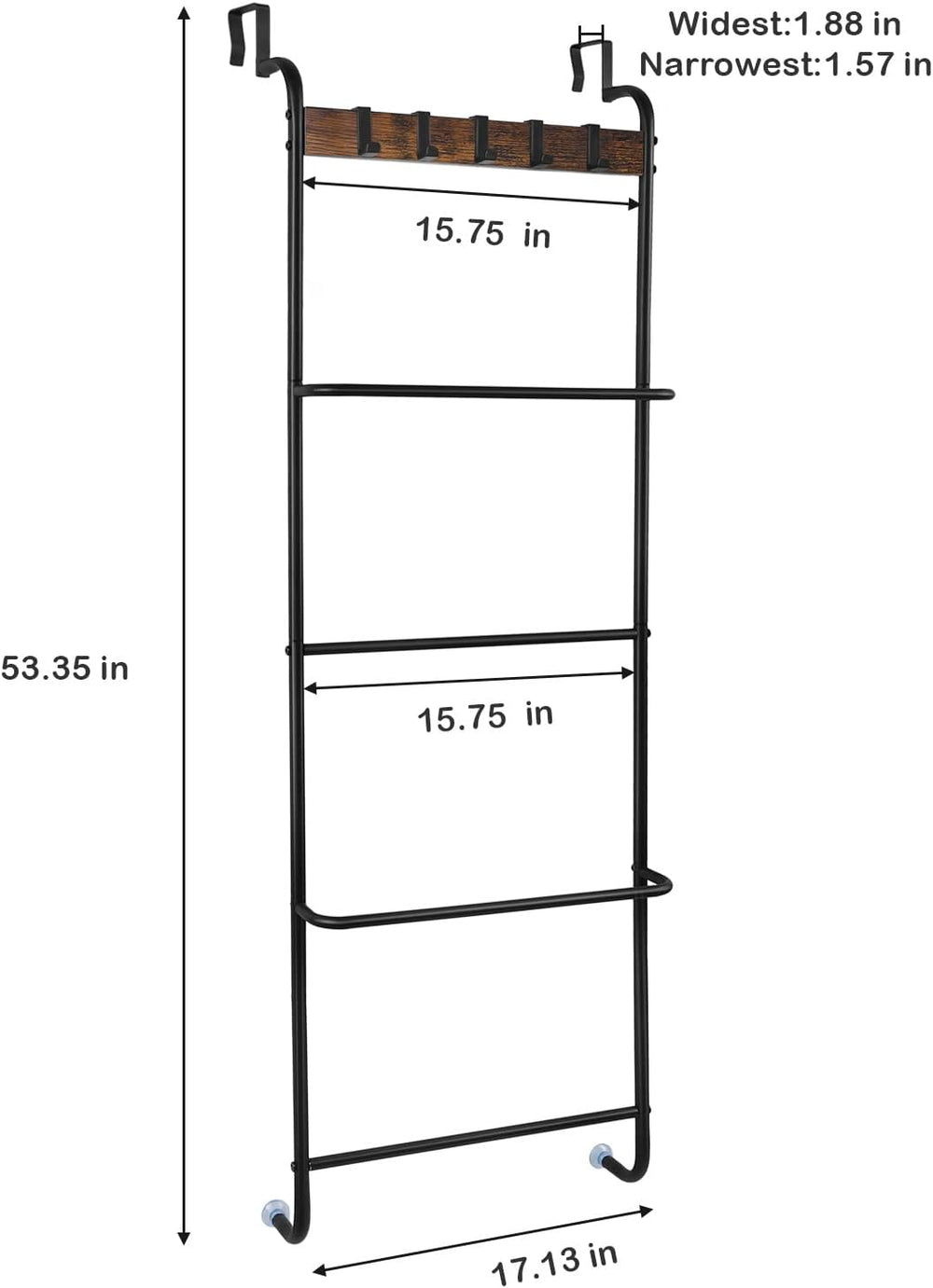 Over The Door Towel Rack Bathroom Behind Door Towel Holder with Hooks 5 Tier ...
