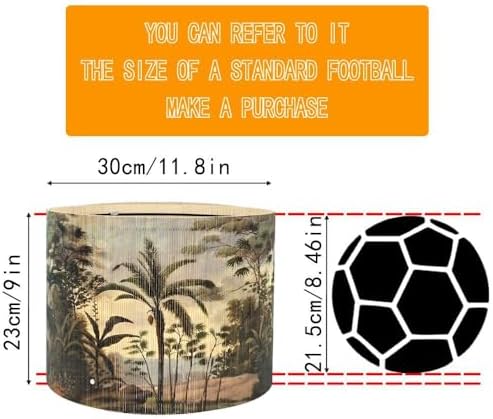 Rustic Bamboo Lampshade With Tropical Palm Tree Pattern, 11.8 * 9Inch