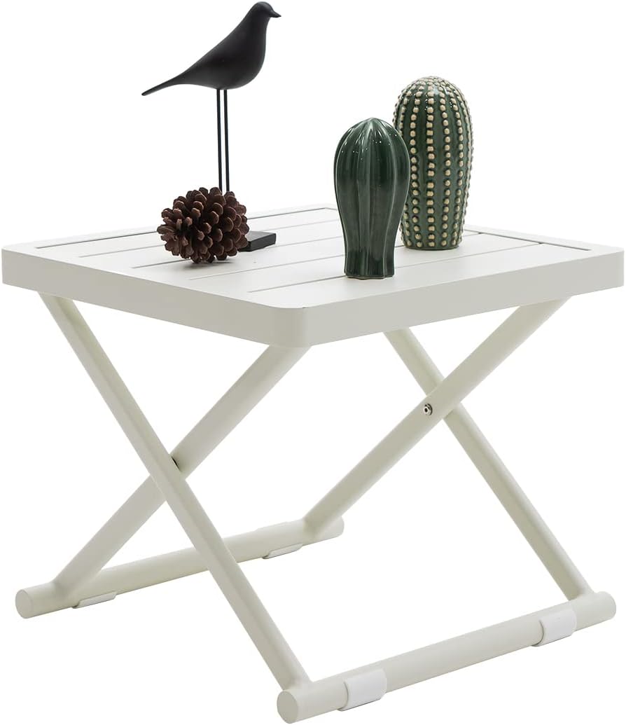 Outdoor Folding Table for Patio Square Side Table for Camping and Picnics