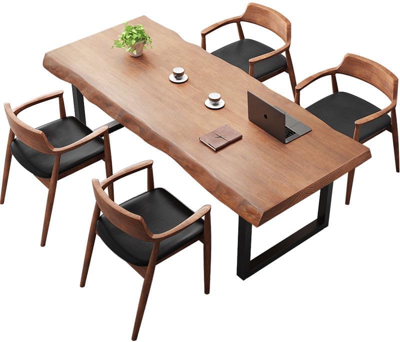 Stylish Solid Wood Office Desk with Sturdy Metal Base - Durable Multi-Size Ex...