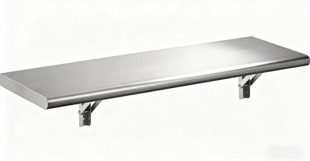 Concession Shelf 48"L x 12"W，22 gauge ASTM 304 Stainless Steel Fold...