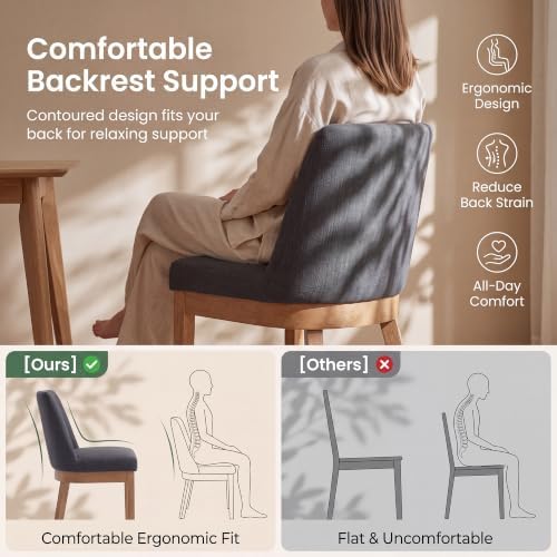 Charcoal Linen Dining Chairs Set of 4, Soft Upholstered Dining Room Chairs