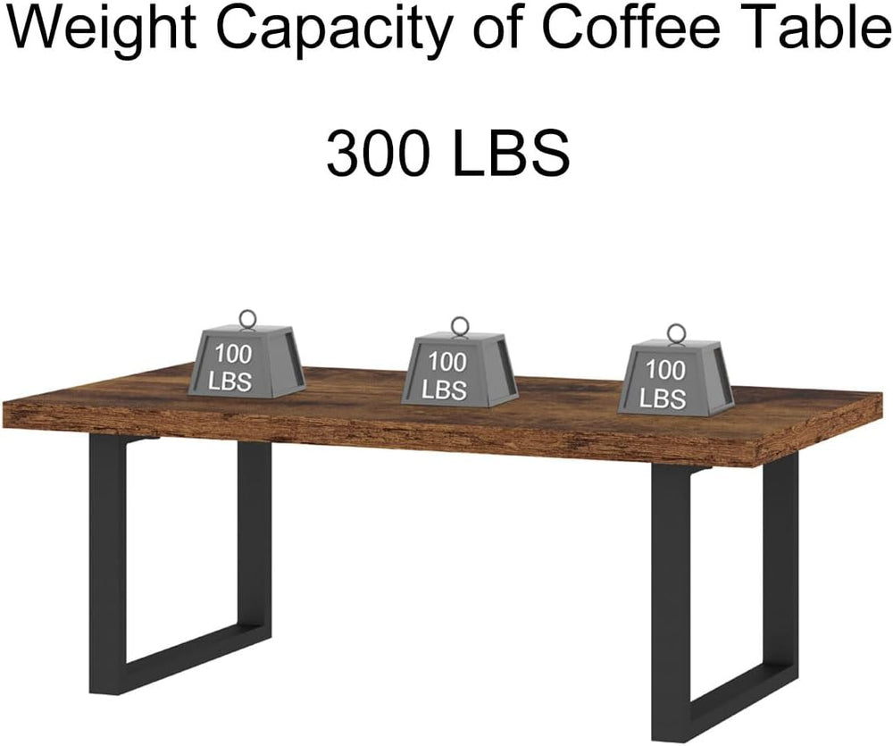 IBF Rustic Brown Coffee Table, Industrial Wood Living Room Table 47 Inch