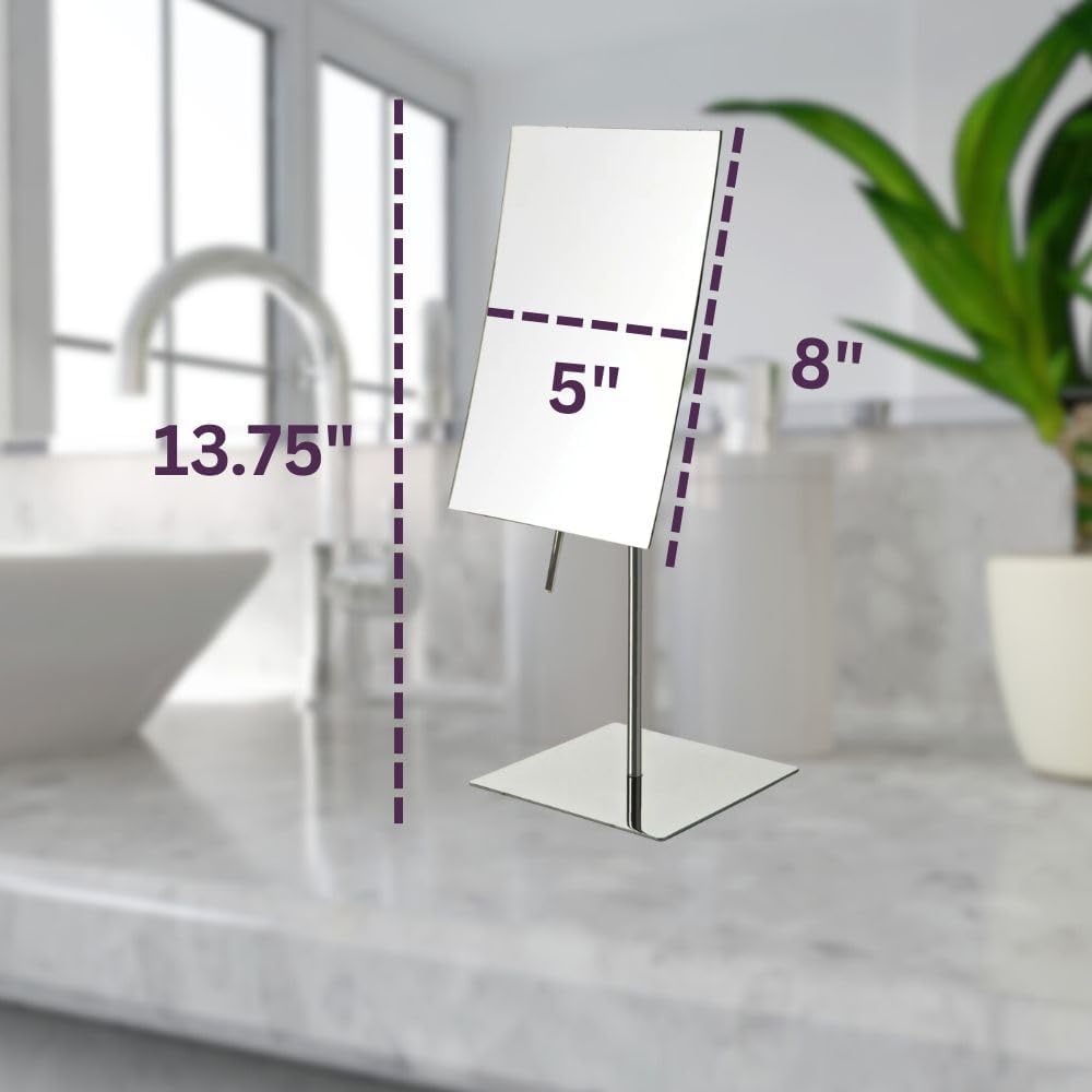 JERDON 5" x 8" Tabletop Makeup Mirror - 3X Magnification - Chrome -...