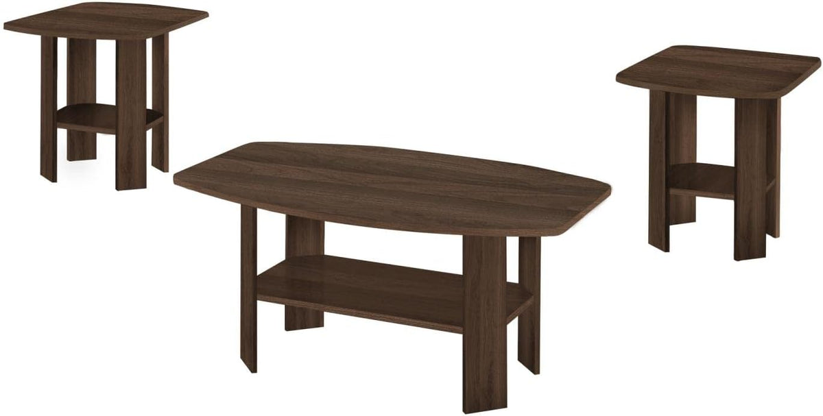 Monarch Specialties I 7872P Table Set, 3pcs Set, Coffee, End, Side, Accent, Living Room, Laminate, Walnut, Transitional