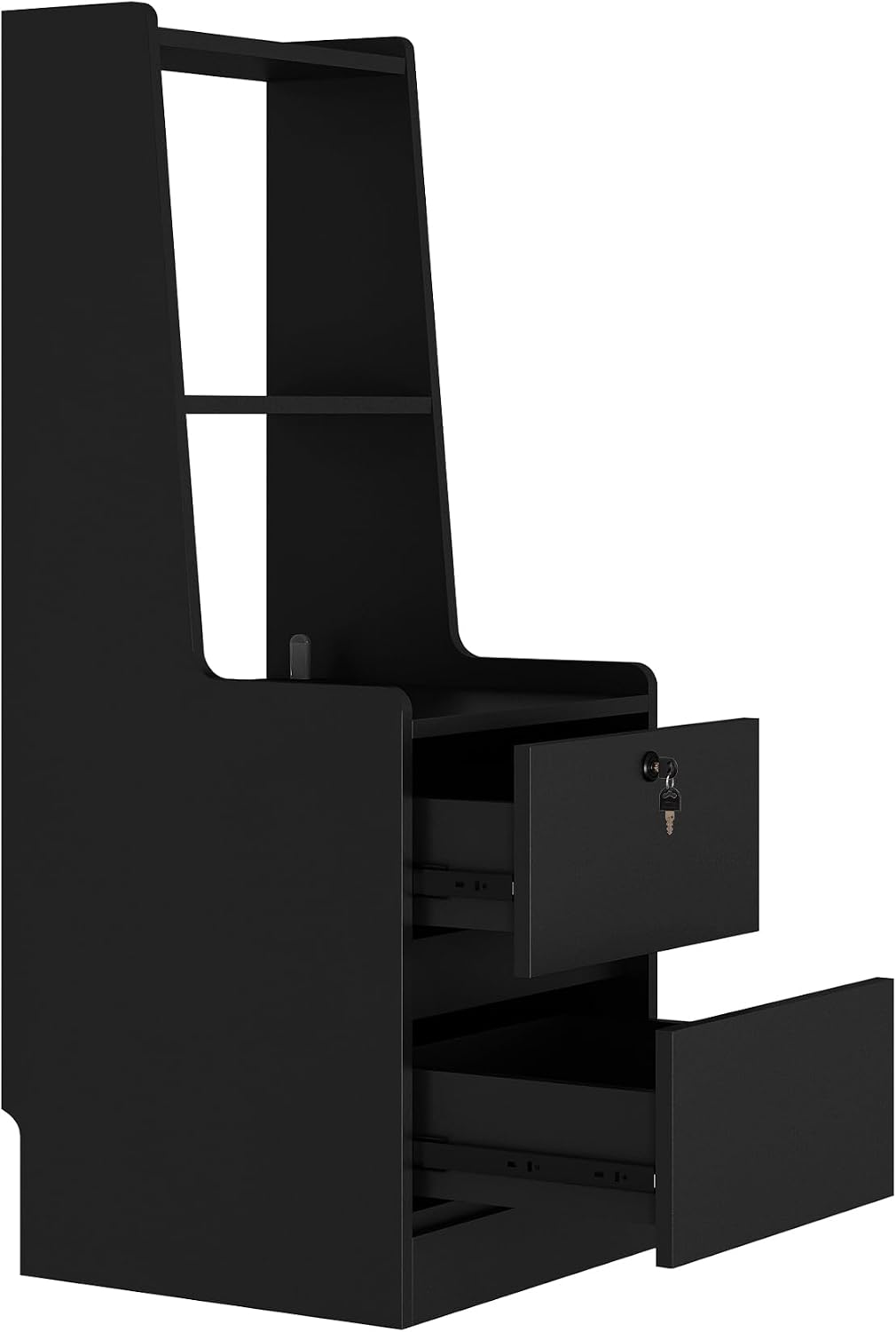 TERRUPEXSmart Nightstand with Wireless Charger & Voice Control Night Light, Modern Bedside Table with USB Ports AC Outlet, 2-Tier Bookshelf Lockable Storage Cabinet, with 7 Colors LED (Black)