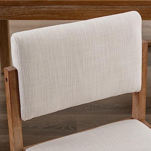 DUOMAY Mid-Century Linen Dining Chairs Set of 6, Beige