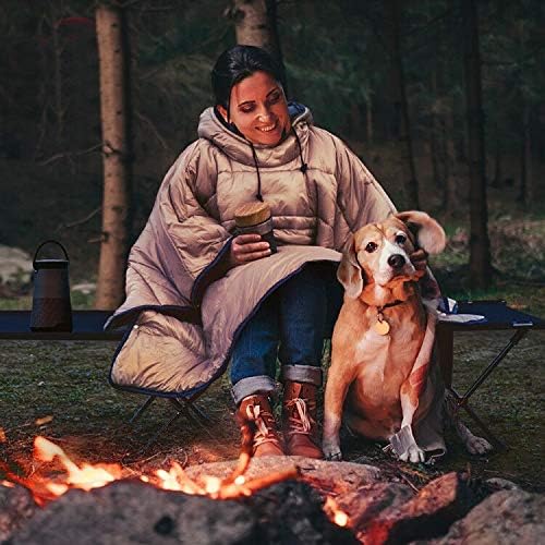 Camp Poncho Sleeping Bag Wearable Hooded Blanket - Envelope Lightweight Therm...