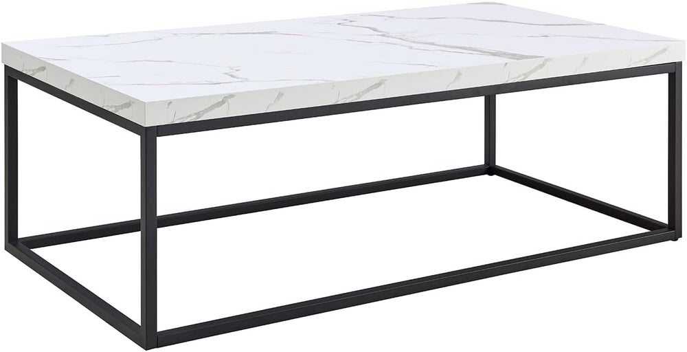 CENSI 47-Inch White Marble Coffee Table/Center Table