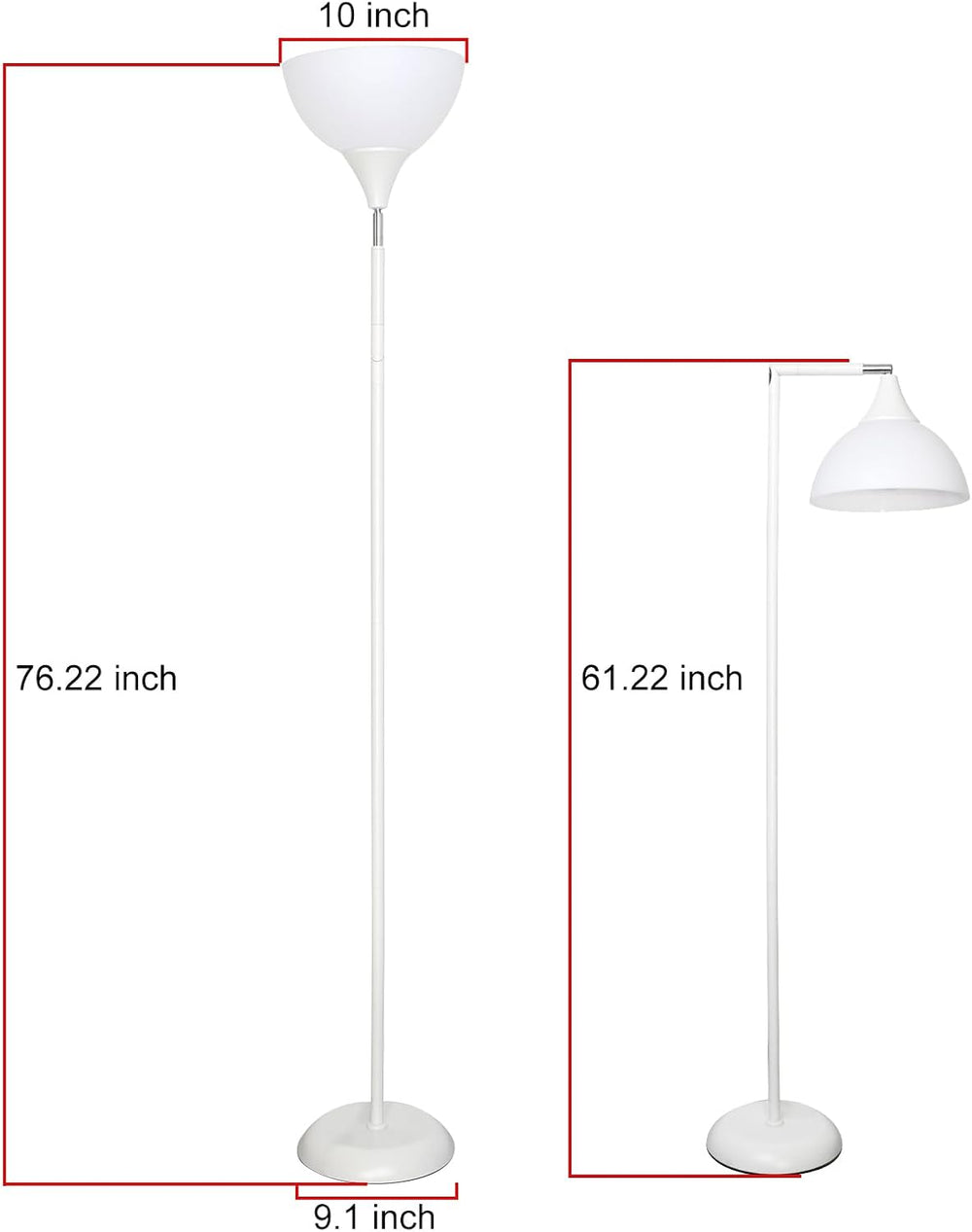 Torchiere Floor Lamp, 76" Tall Light Stand Lamp Dimmable with Remote, White