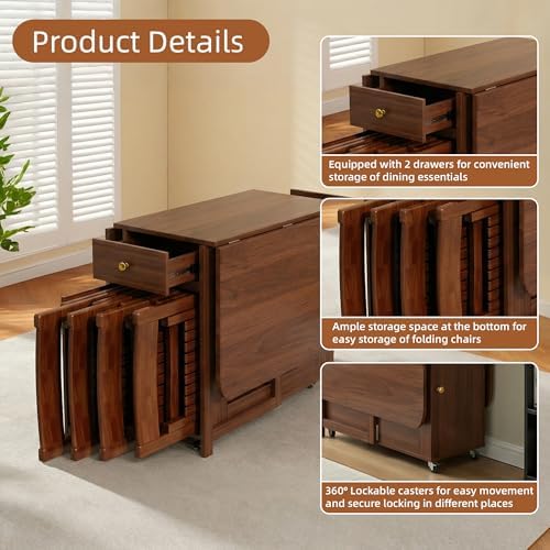 Drop Leaf Table and Chairs - 51" Fully Assembled Folding Dining Table